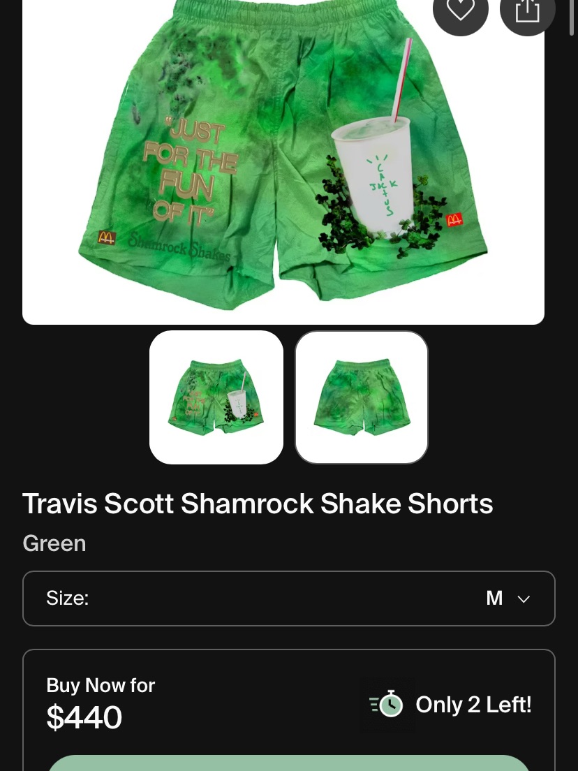 Cactus Jack By Travis Scott Green Shamrock Shake Athletic Shorts